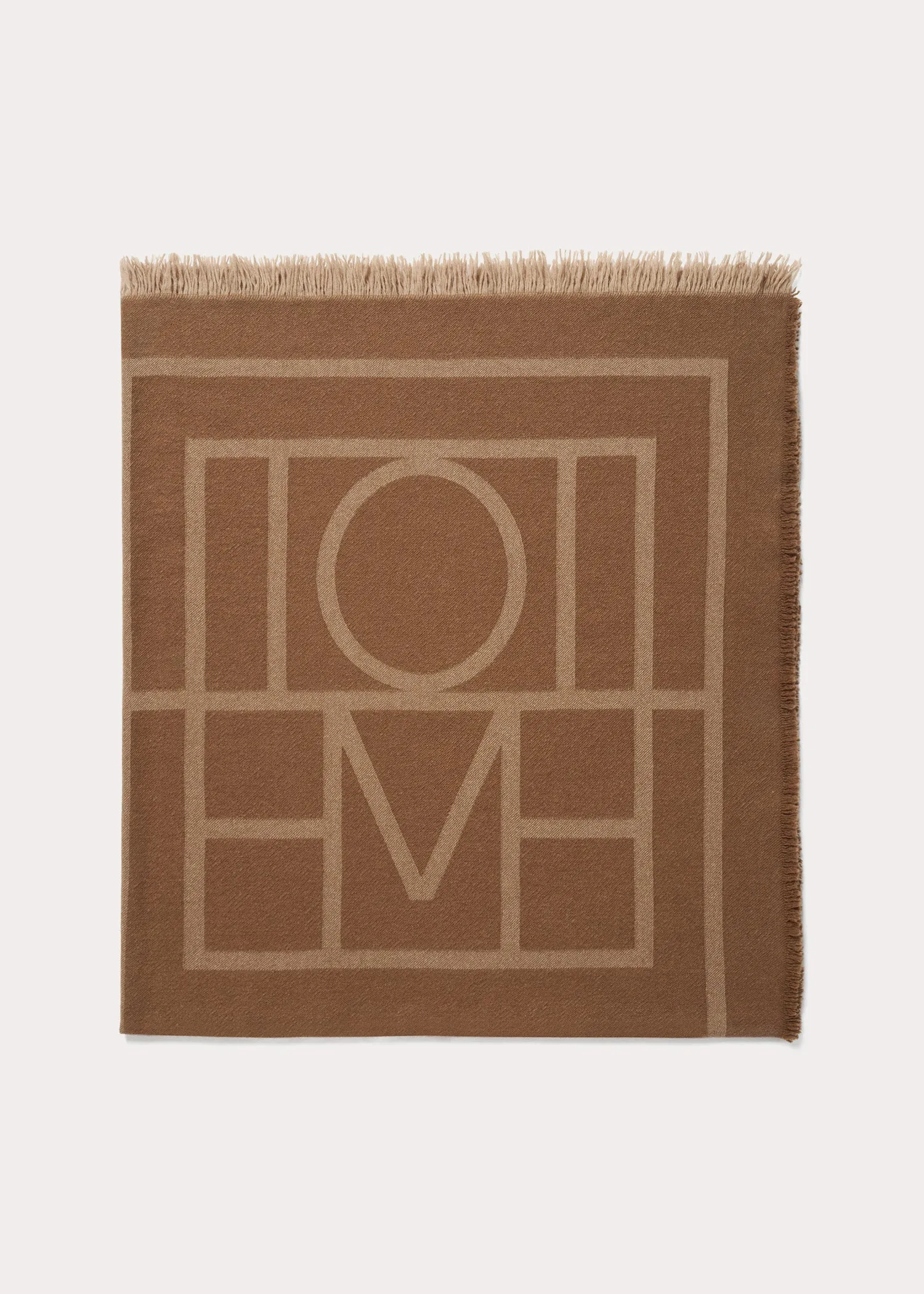 Monogram wool cashmere scarf camel