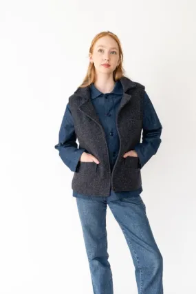 Navy Blue Irish Tweed Gilet