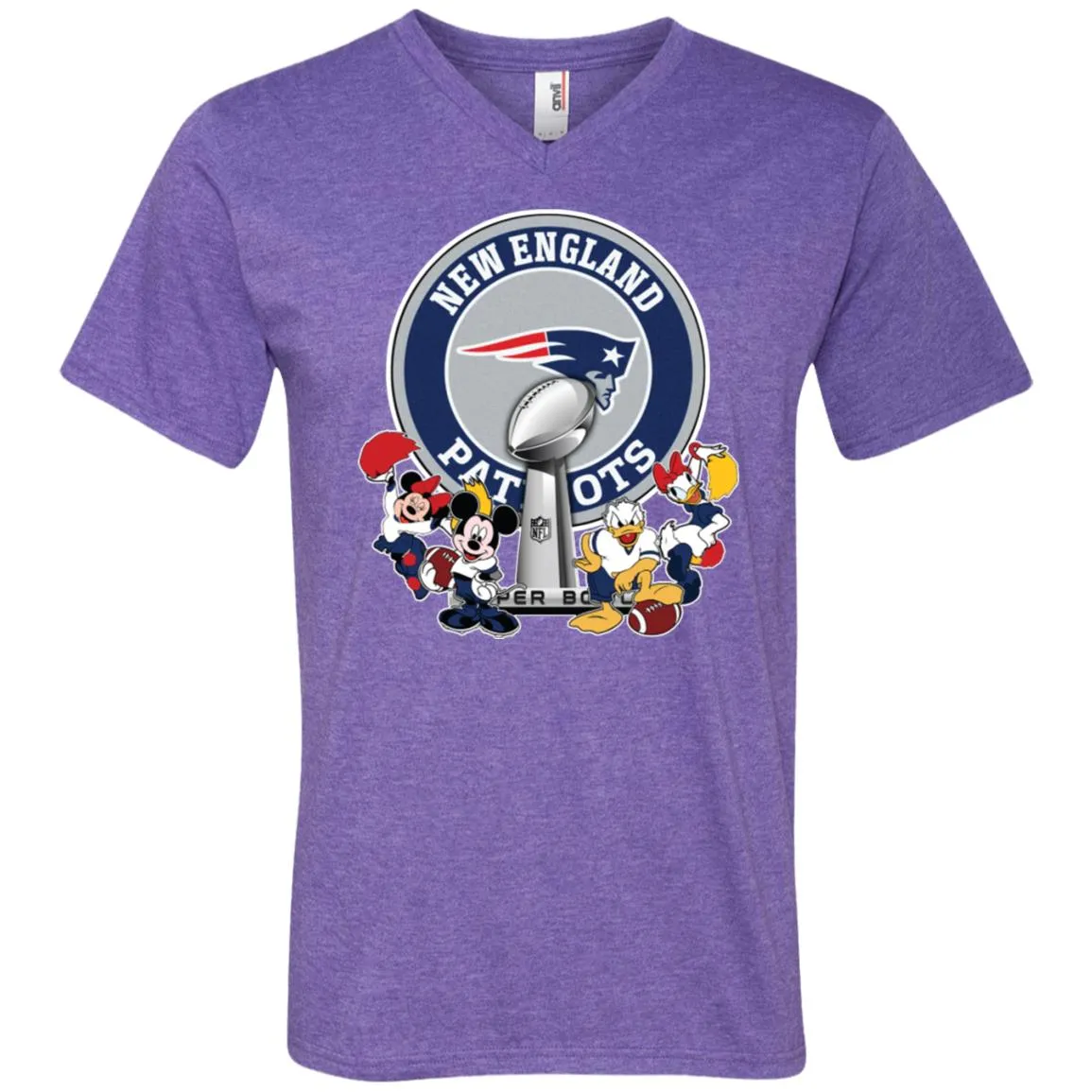 New England Patriots Super Bowl 2019 Mickey Minnie Mouse Donald Daisy Duck Football Nfl Men V-Neck T-Shirt