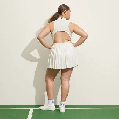 New - Prince Pickleball Women's Zip-Front Pleated Dress - Cream XS