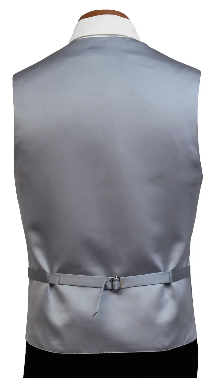 New Silver Satin Vest & Bow Tie