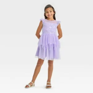 New - Zenzi Girls' Embroidered Sequin Dress - Lavender M