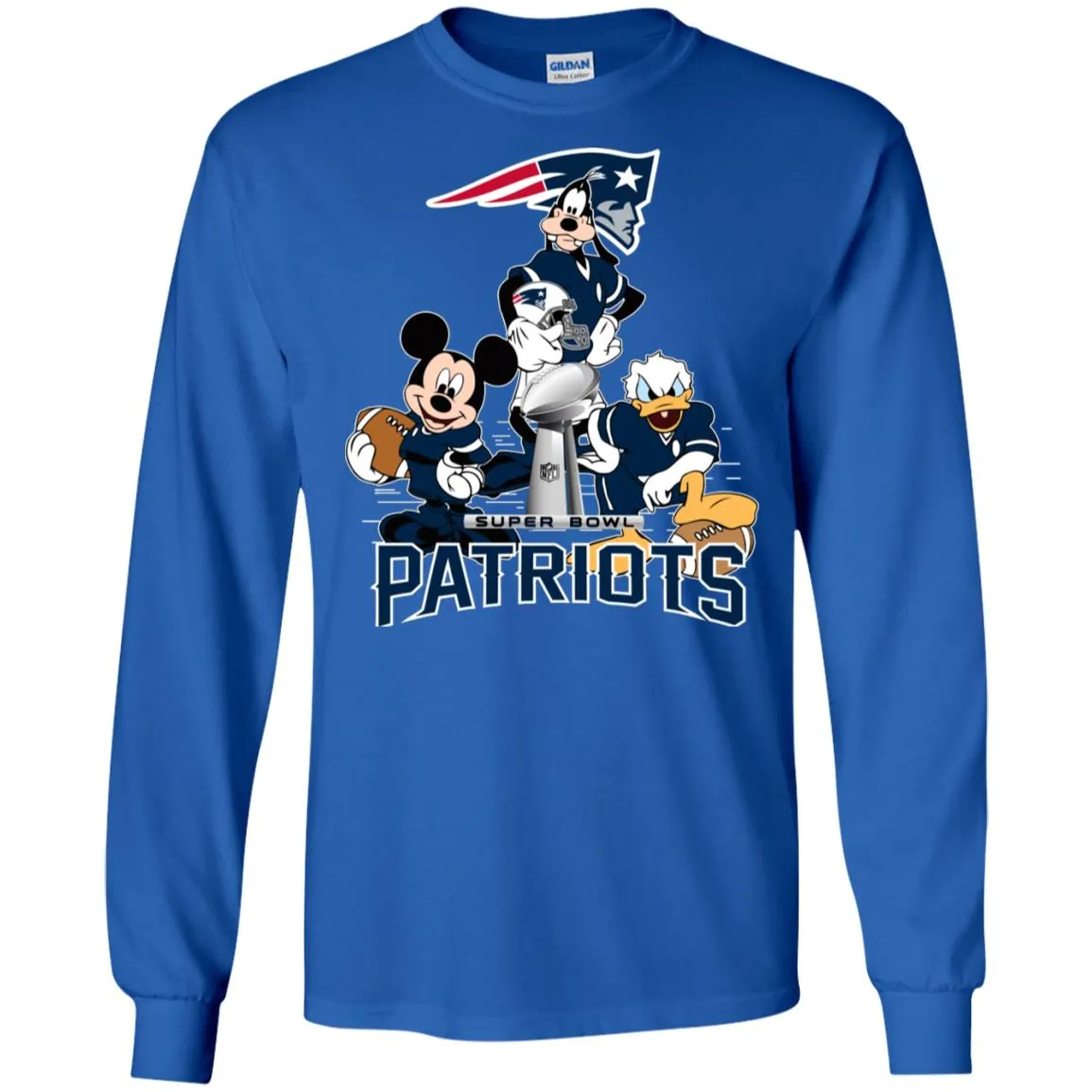 Nfl - New England Patriots Donald Duck Goofy Mickey Mouse Super Bowl 2019 Football Men Long Sleeve Shirt