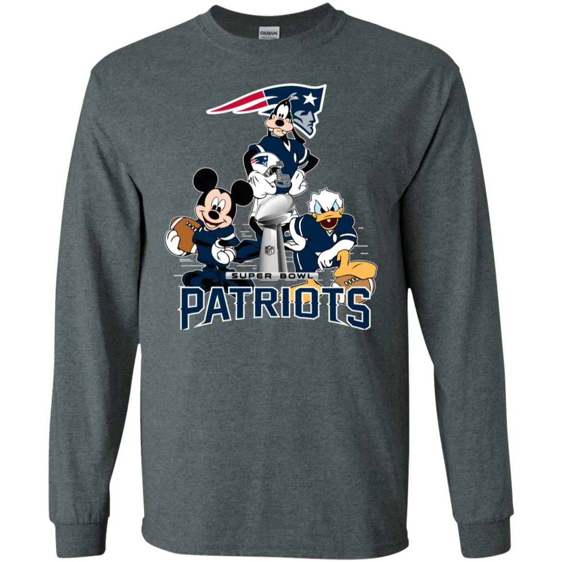 Nfl - New England Patriots Donald Duck Goofy Mickey Mouse Super Bowl 2019 Football Men Long Sleeve Shirt