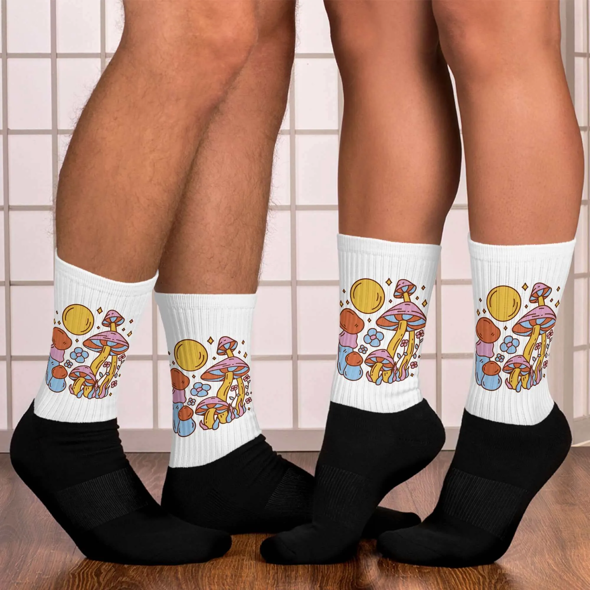 Nowhere2be Moon and Mushroom Socks