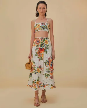 Off-White Delicate Garden Midi Skirt