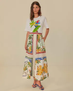 Off-White Tropical Destination Midi Skirt