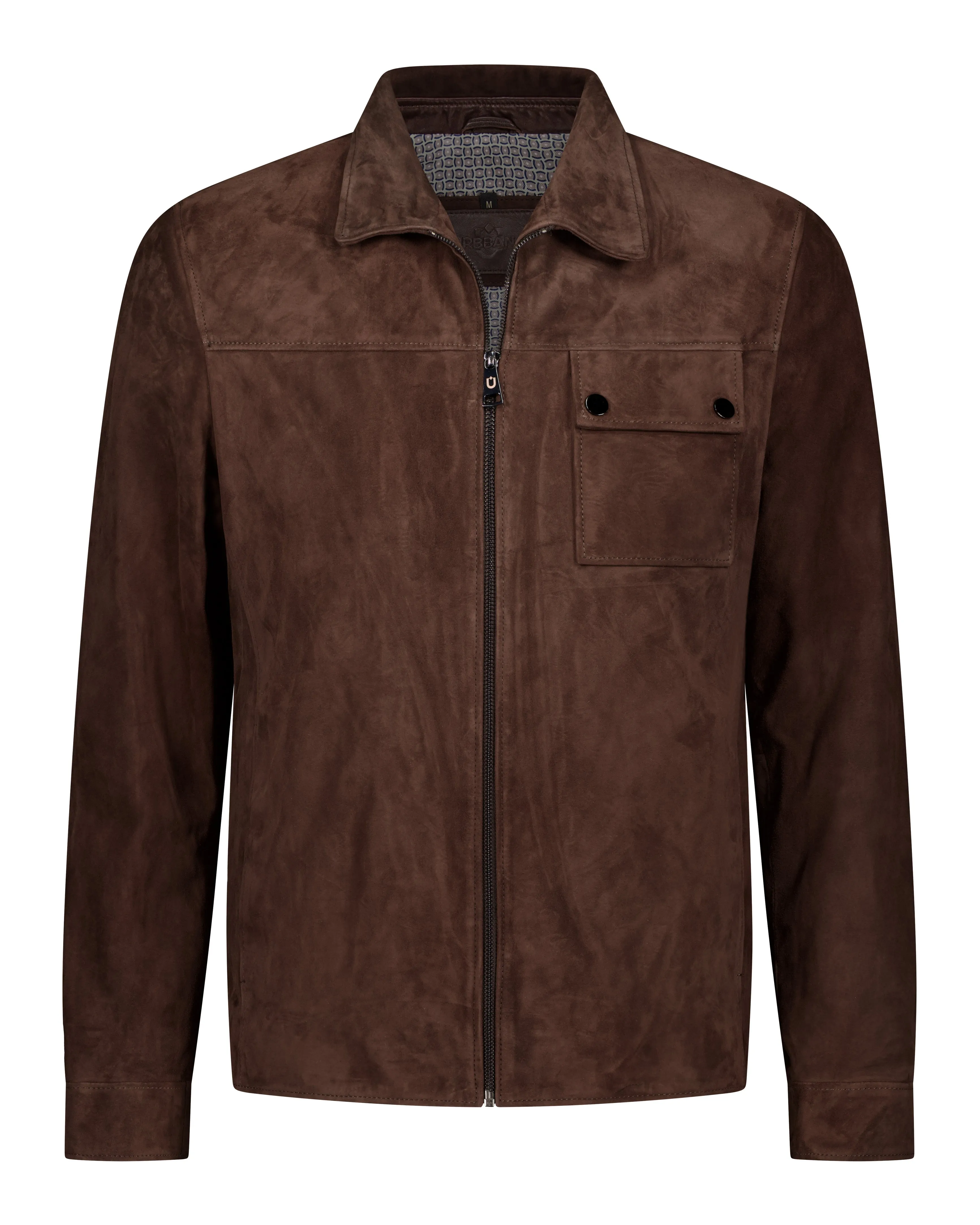 One Pocket Trucker Suede Leather Jacket - Camel