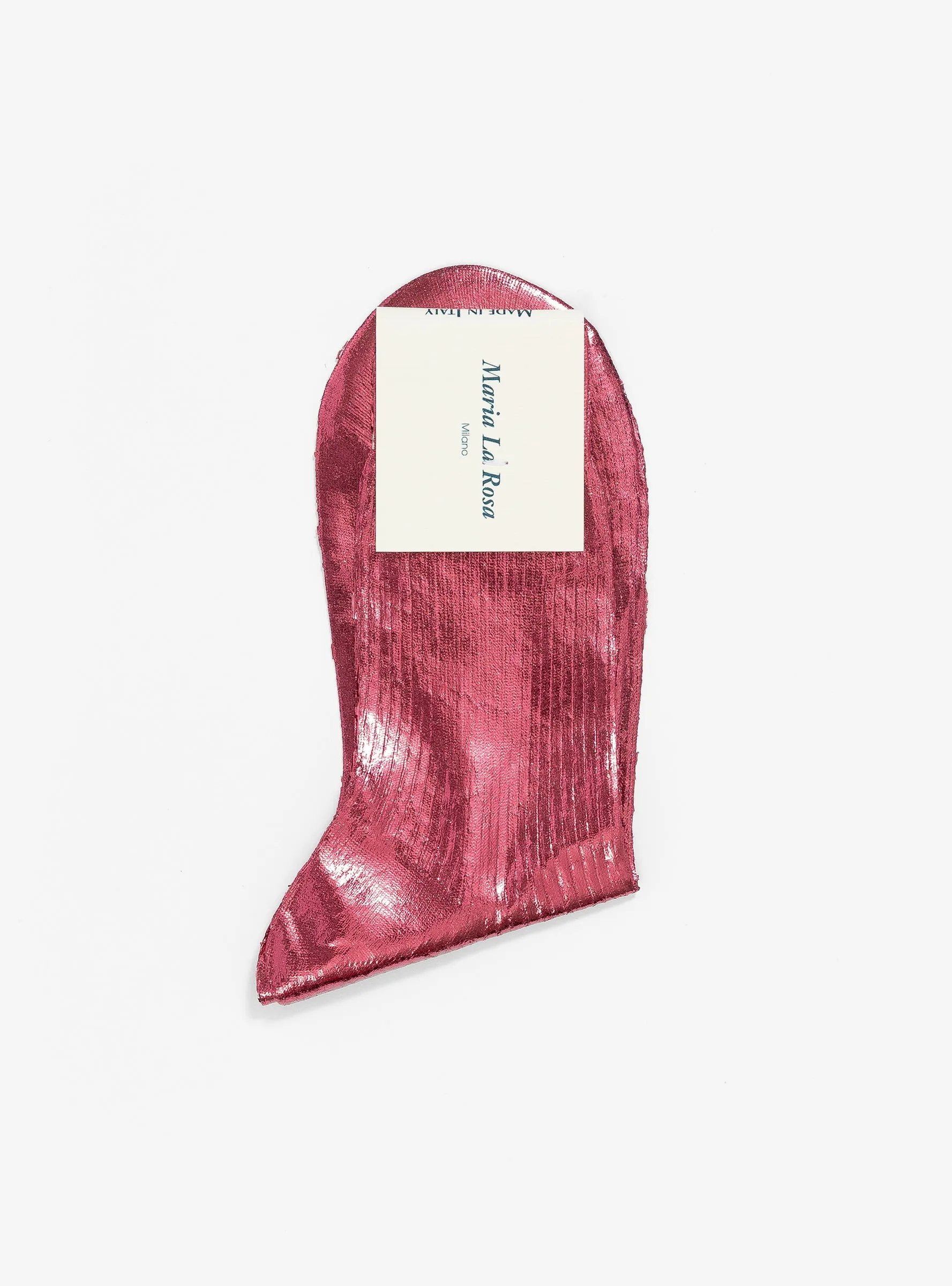 One Ribbed Laminated Socks Rosa Antico