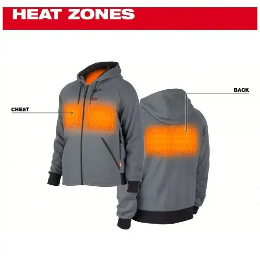 Open Box -  Milwaukee Tool Men's Large M12 12-Volt Lithium-Ion Cordless Gray Heated Jacket Hoodie Kit w/ (1) 3.0 Ah Battery