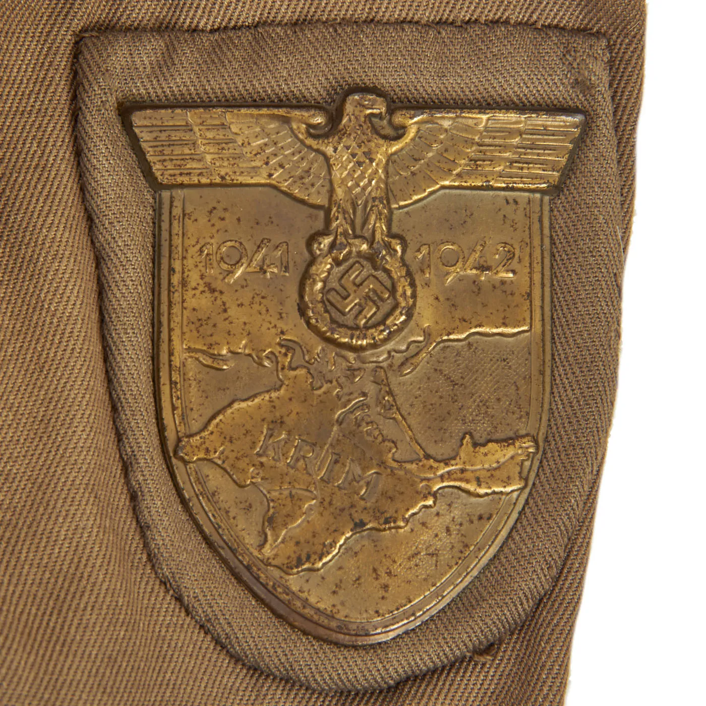 Original German WWII Heer Army Stabsoffizier Major’s Summer Tunic With Krim Shield and Ribbon Bar