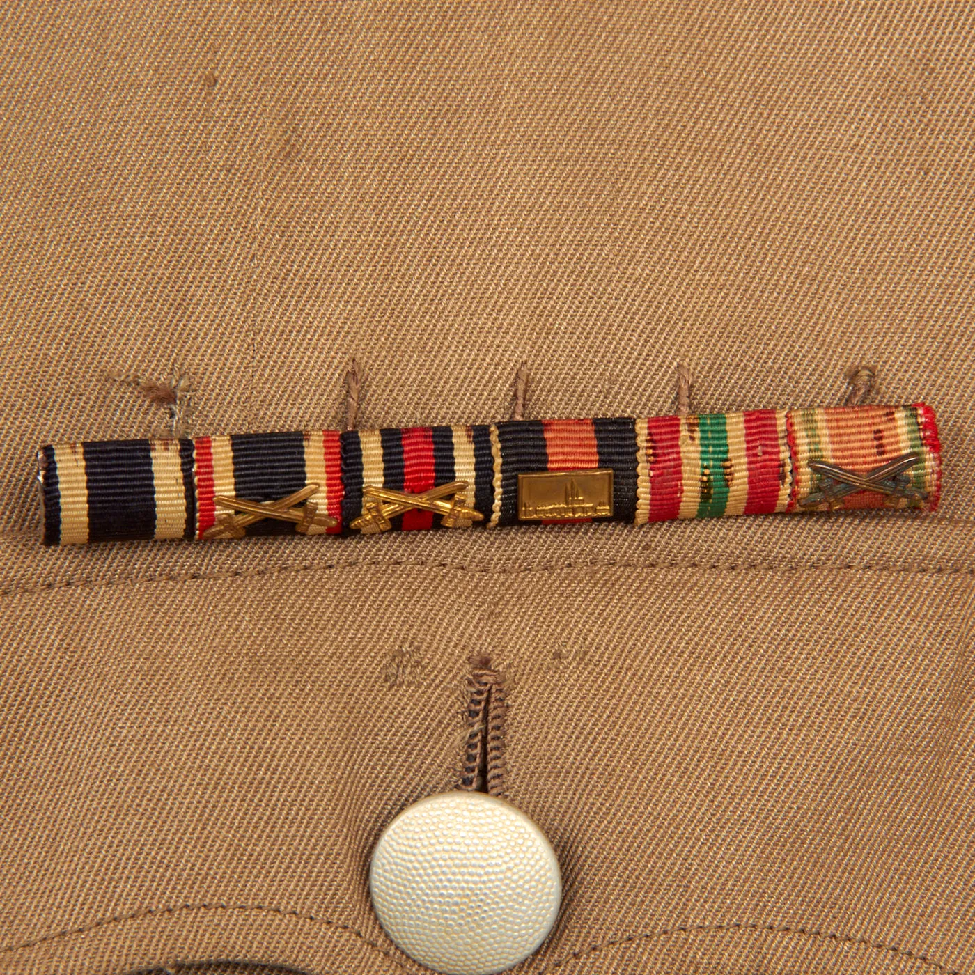 Original German WWII Heer Army Stabsoffizier Major’s Summer Tunic With Krim Shield and Ribbon Bar