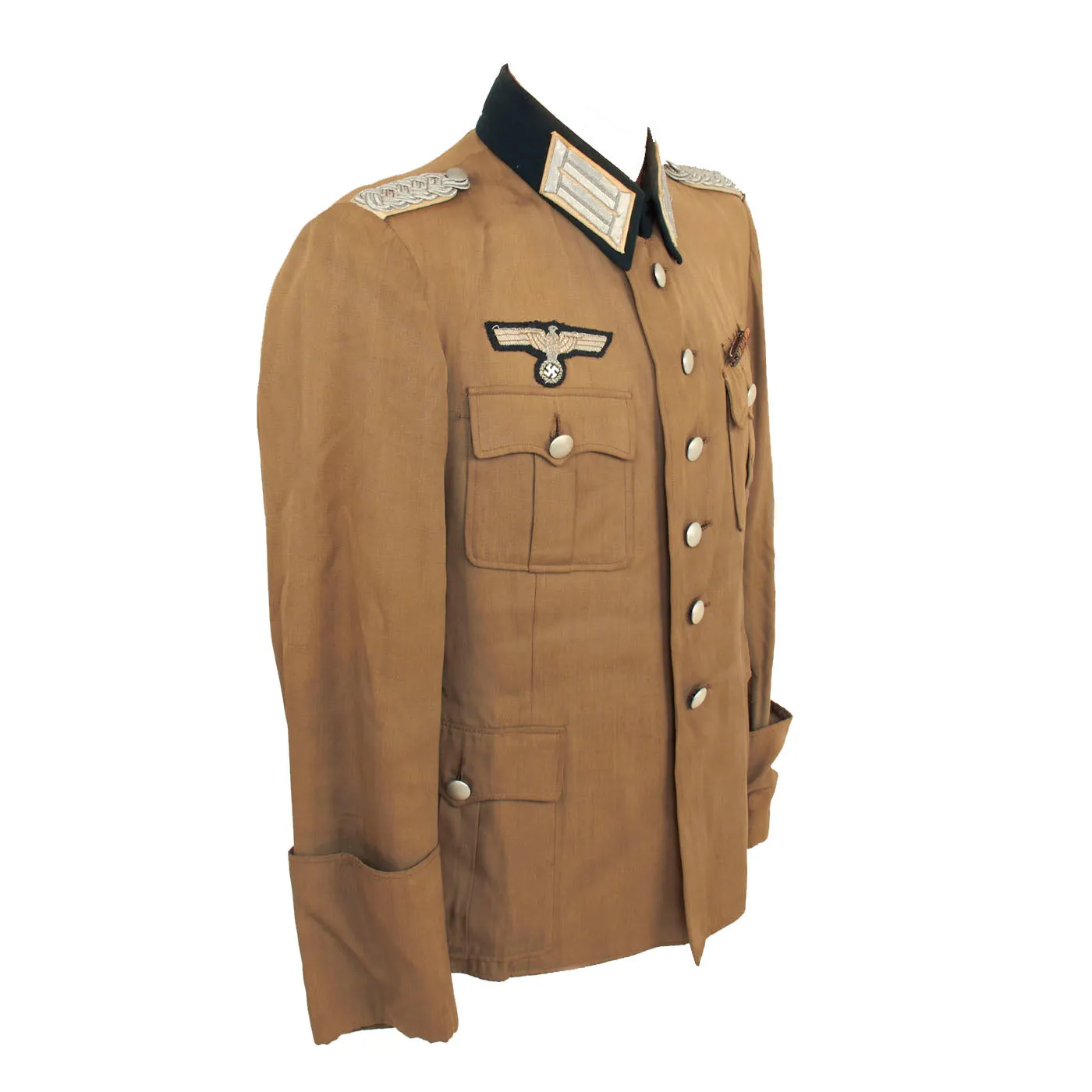 Original German WWII Heer Army Stabsoffizier Major’s Summer Tunic With Krim Shield and Ribbon Bar