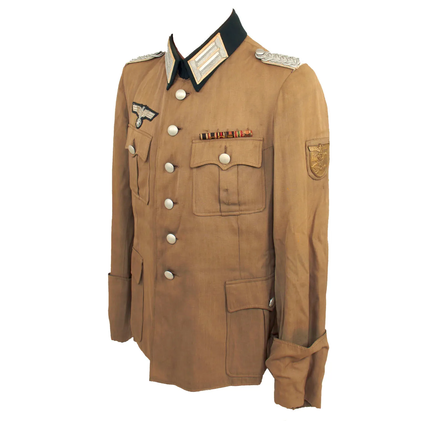 Original German WWII Heer Army Stabsoffizier Major’s Summer Tunic With Krim Shield and Ribbon Bar