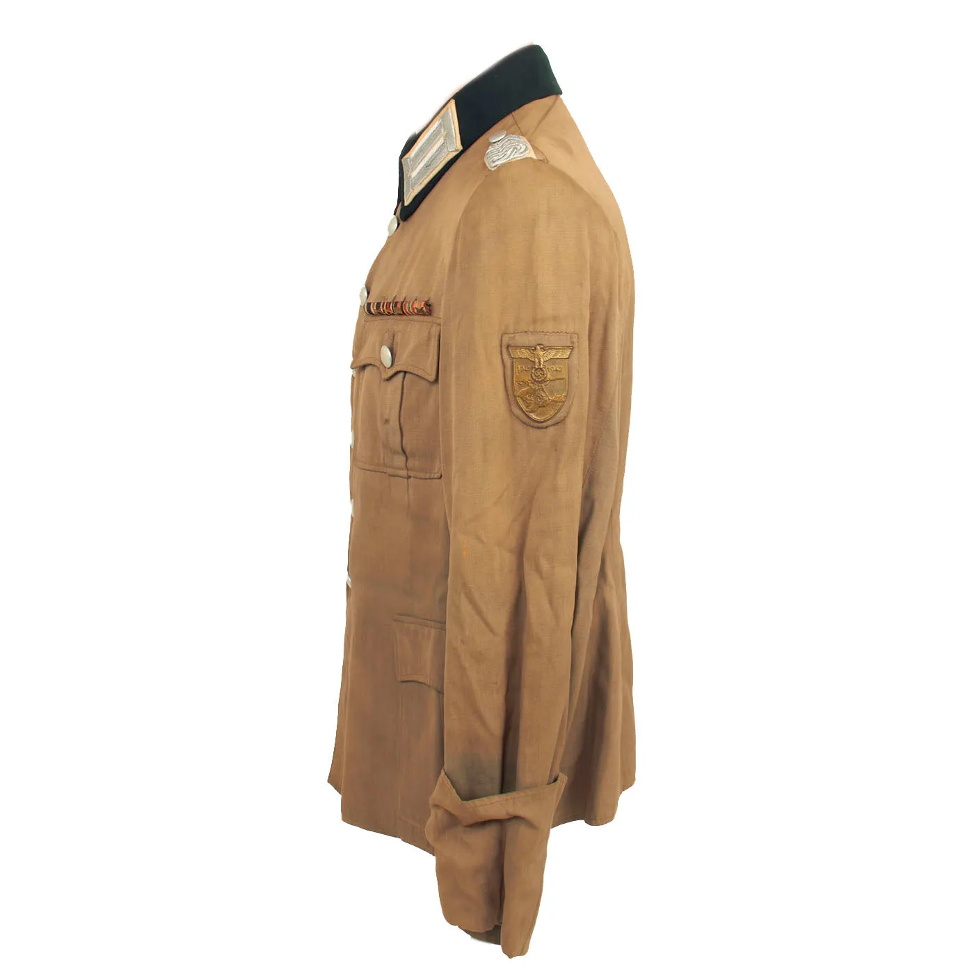 Original German WWII Heer Army Stabsoffizier Major’s Summer Tunic With Krim Shield and Ribbon Bar