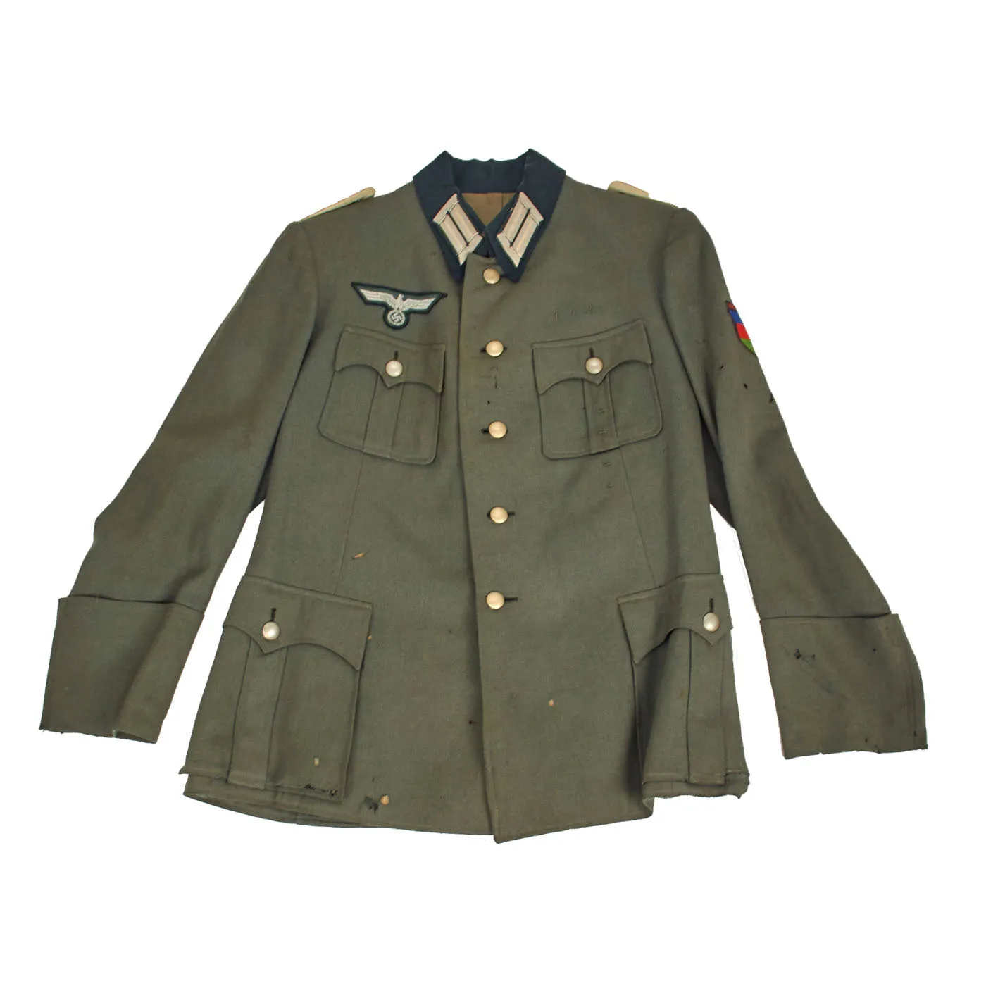 Original German WWII Service Worn Heer Infantry Officer M36 Tunic with Azerbaijani Legion Volunteer Patch - dated 1939