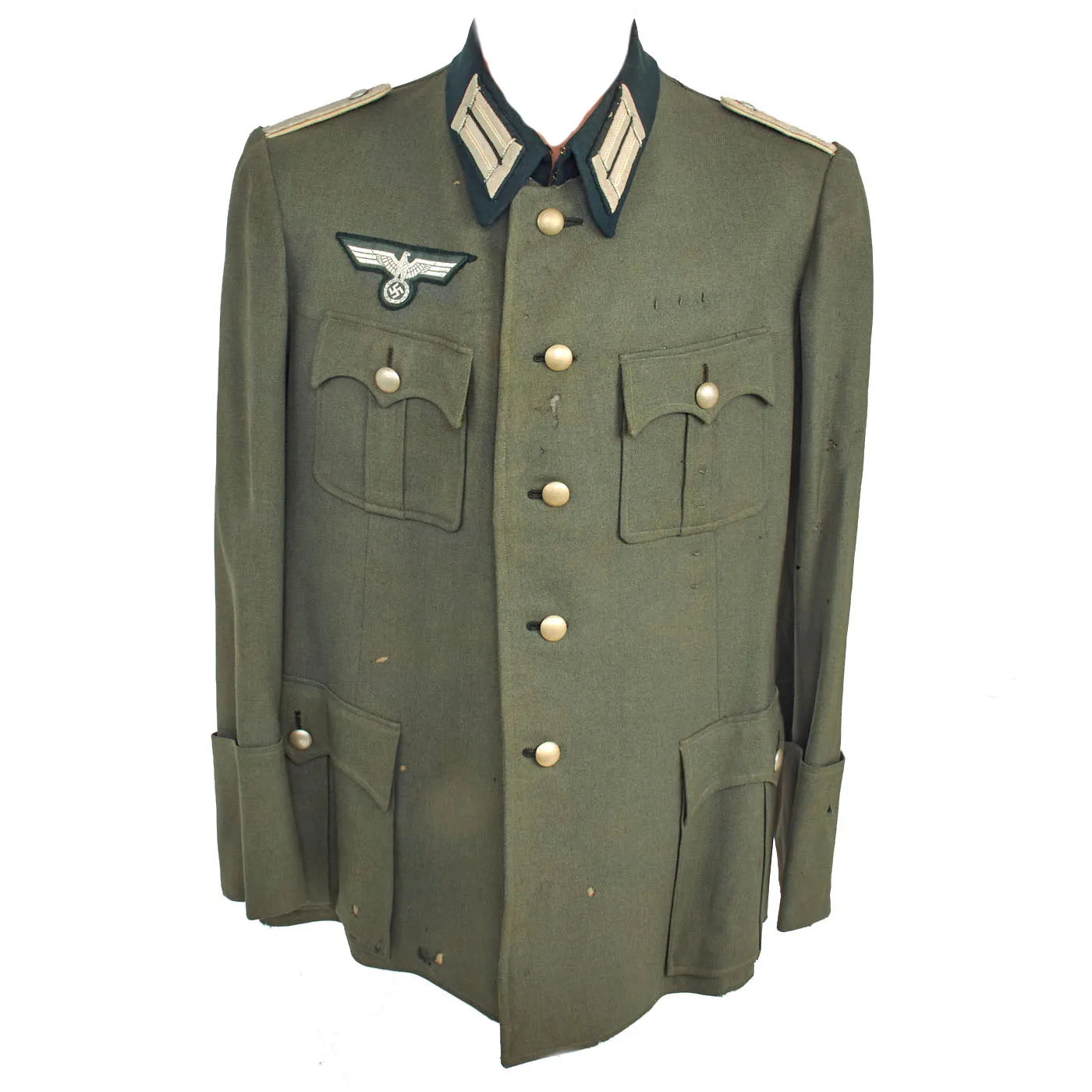 Original German WWII Service Worn Heer Infantry Officer M36 Tunic with Azerbaijani Legion Volunteer Patch - dated 1939