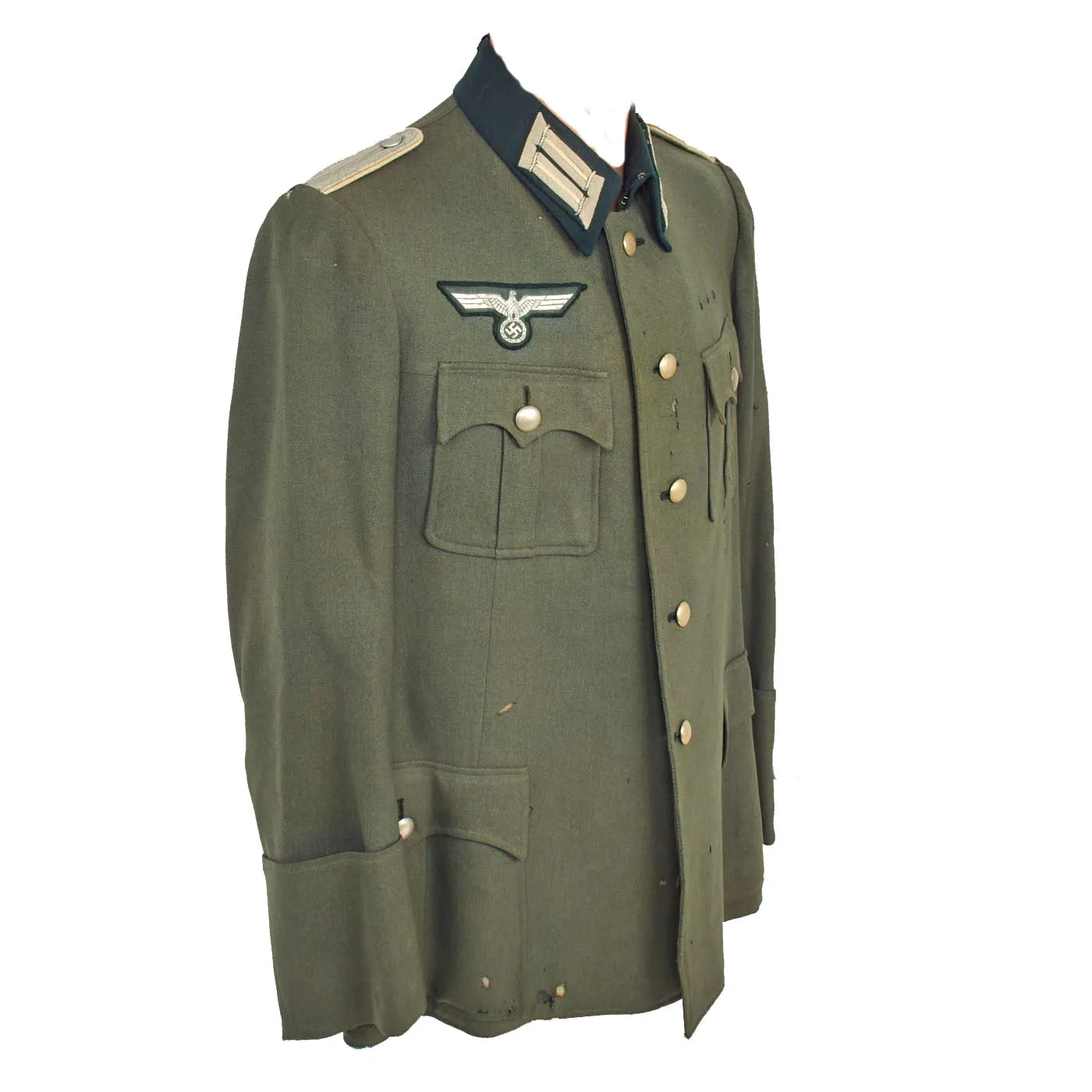 Original German WWII Service Worn Heer Infantry Officer M36 Tunic with Azerbaijani Legion Volunteer Patch - dated 1939