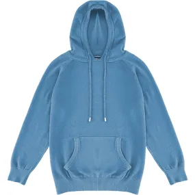 Pale Light Blue Mens Knit Pullover Hoodie Sweater