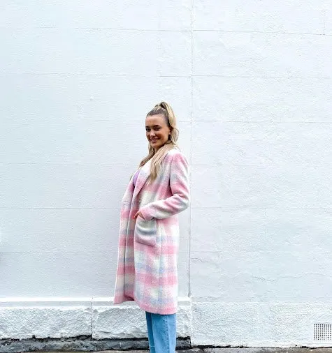 Pastel Fluff Check Jacket - Dusty Pink