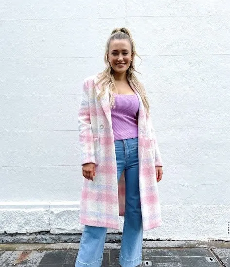 Pastel Fluff Check Jacket - Dusty Pink