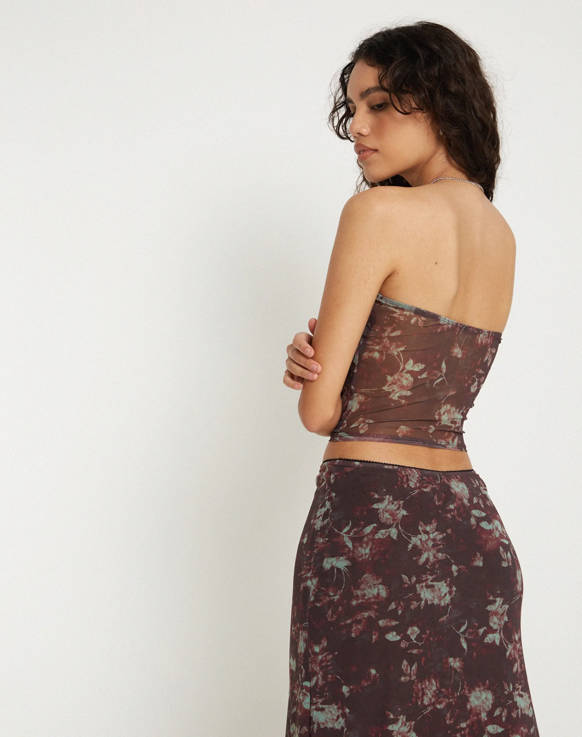 Peggy Bandeau Top in Botanical Floral Brown