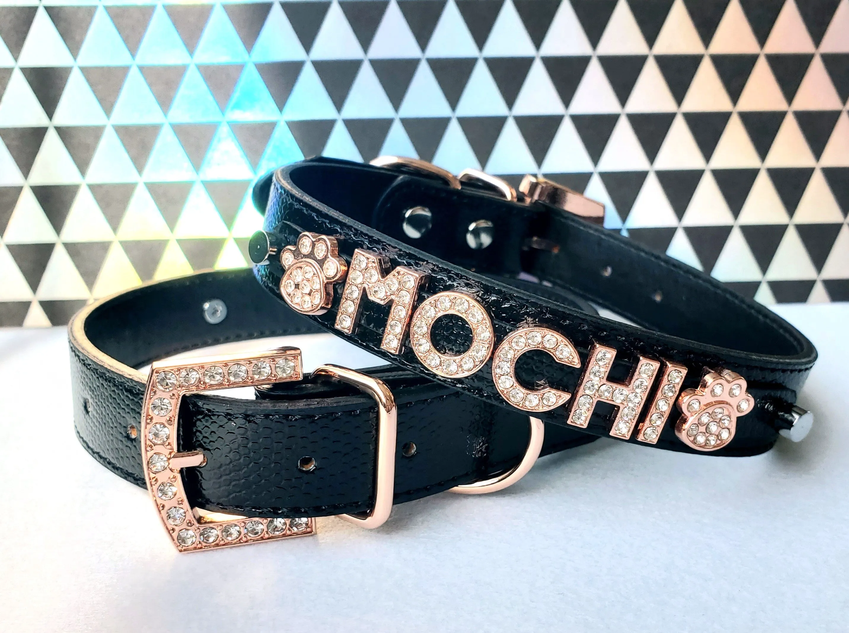 Personalized Collar | Rockstar Rose Gold and Black