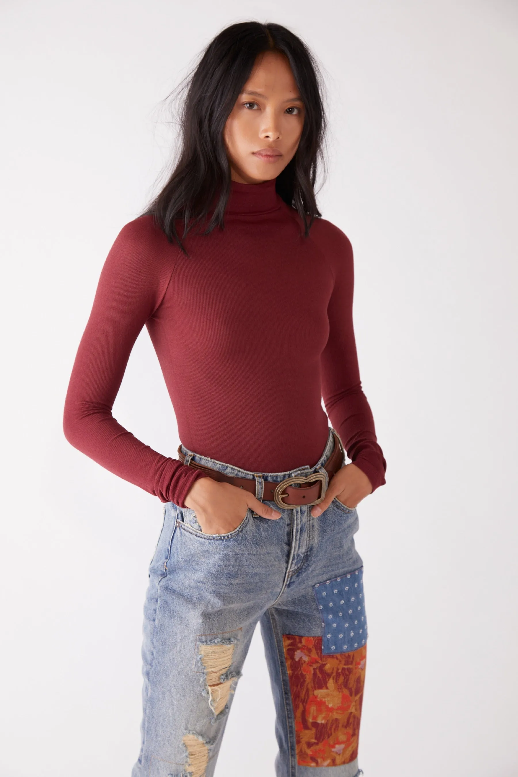 Plum Seamless Turtleneck Bodysuit