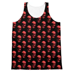 Polka Red Skulls by Robert Bowen Unisex Tank Top