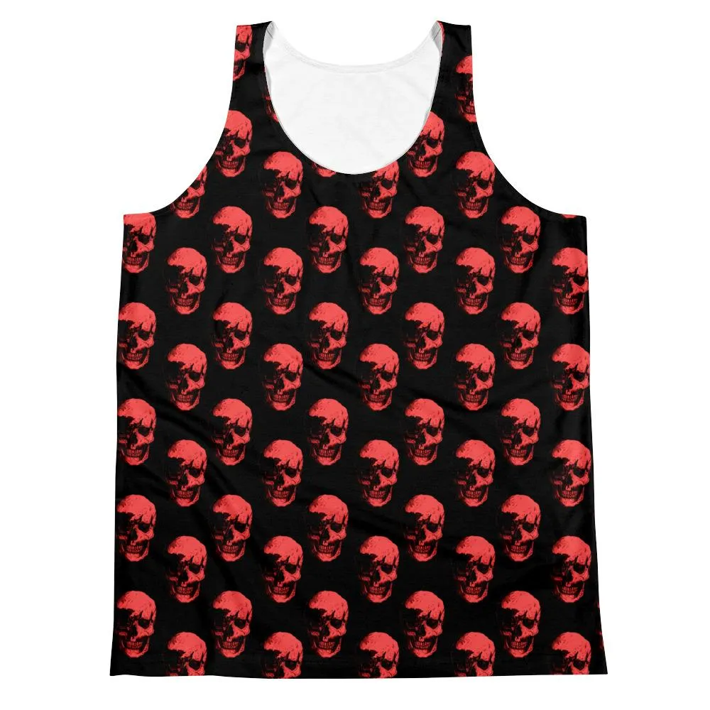 Polka Red Skulls by Robert Bowen Unisex Tank Top