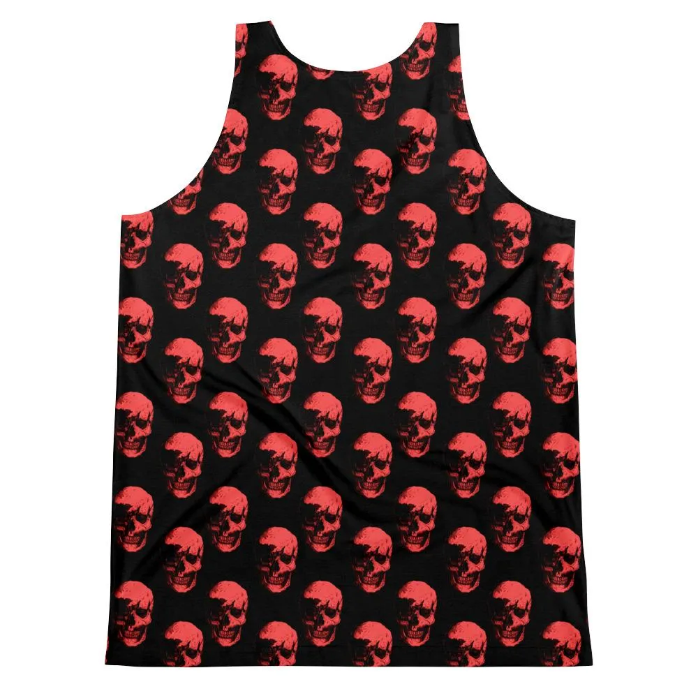 Polka Red Skulls by Robert Bowen Unisex Tank Top