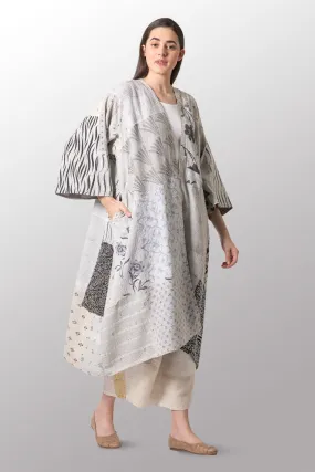 POWDER PATCH KANTHA KIMONO MAXI - pd2318-gry -