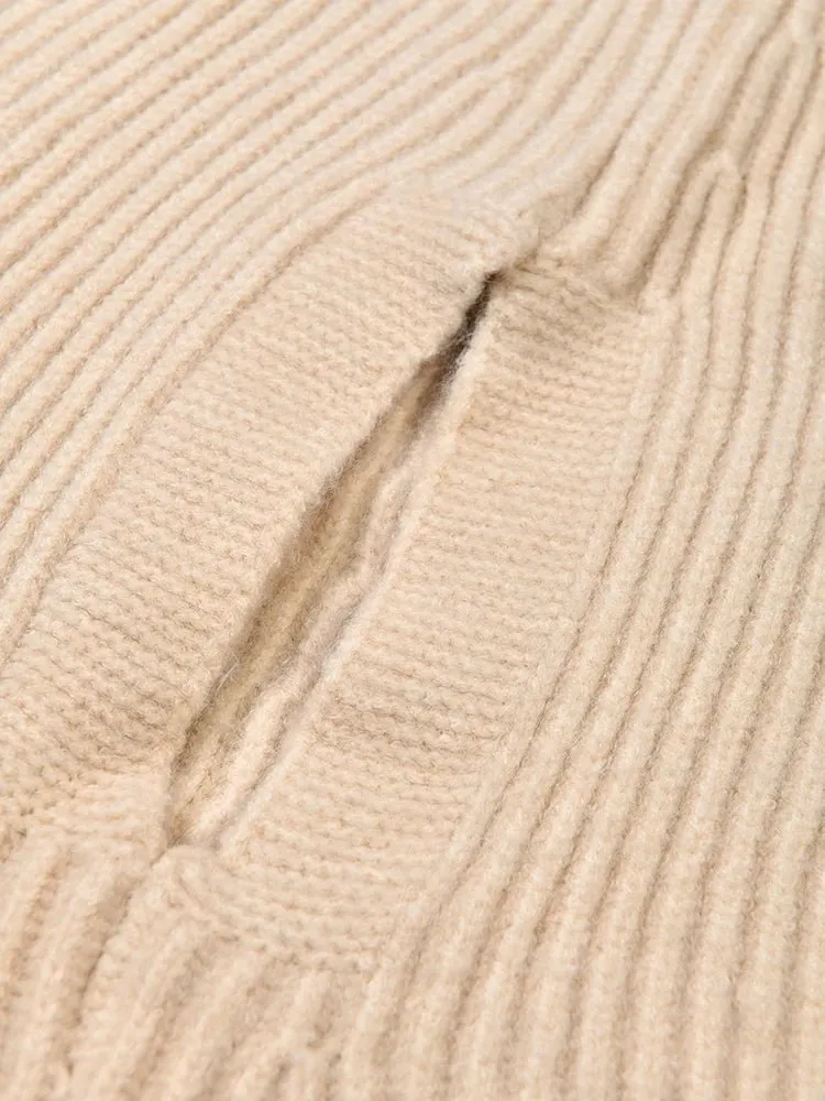 Pre Order:  Turtleneck Ribbed Knit Loose Sweater