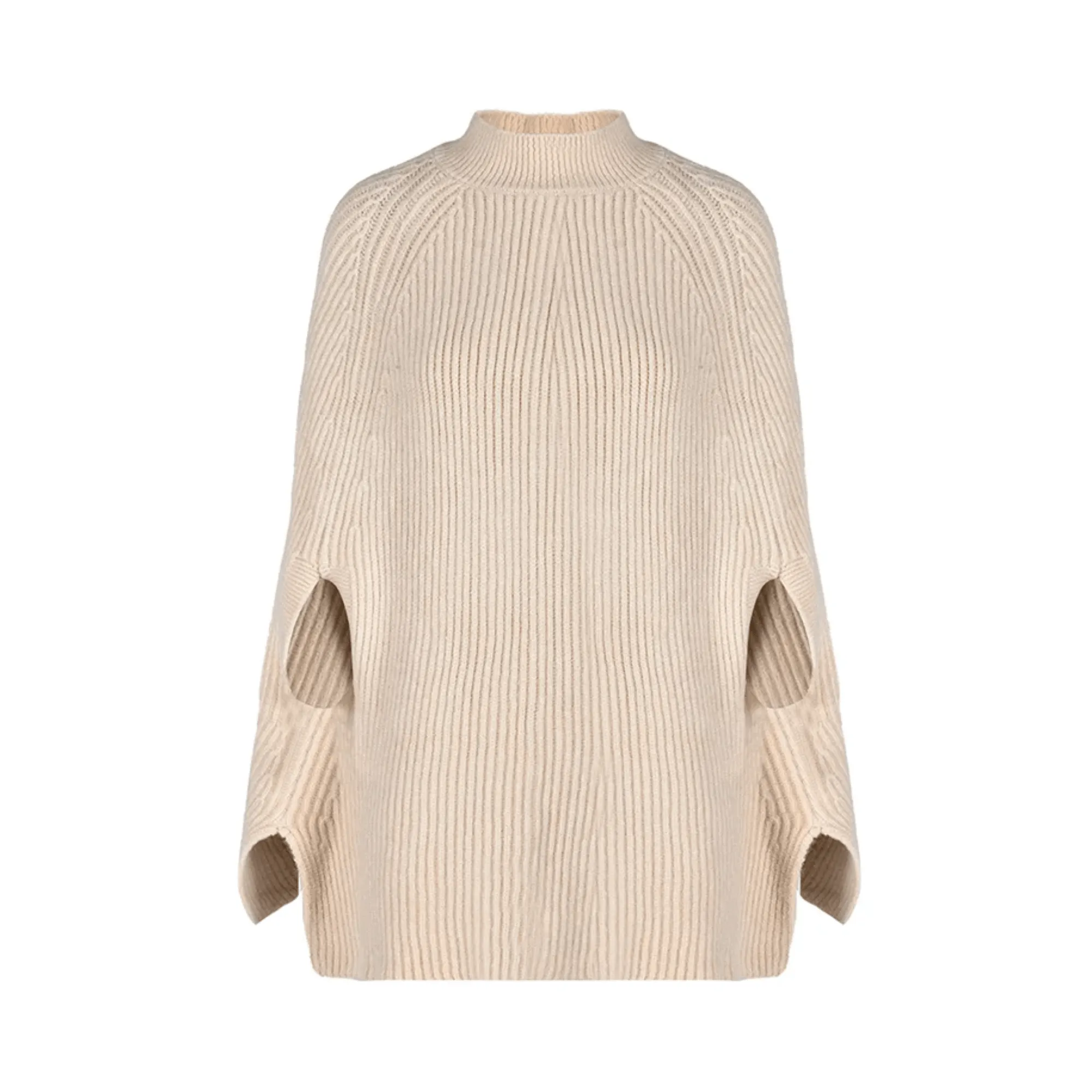 Pre Order:  Turtleneck Ribbed Knit Loose Sweater