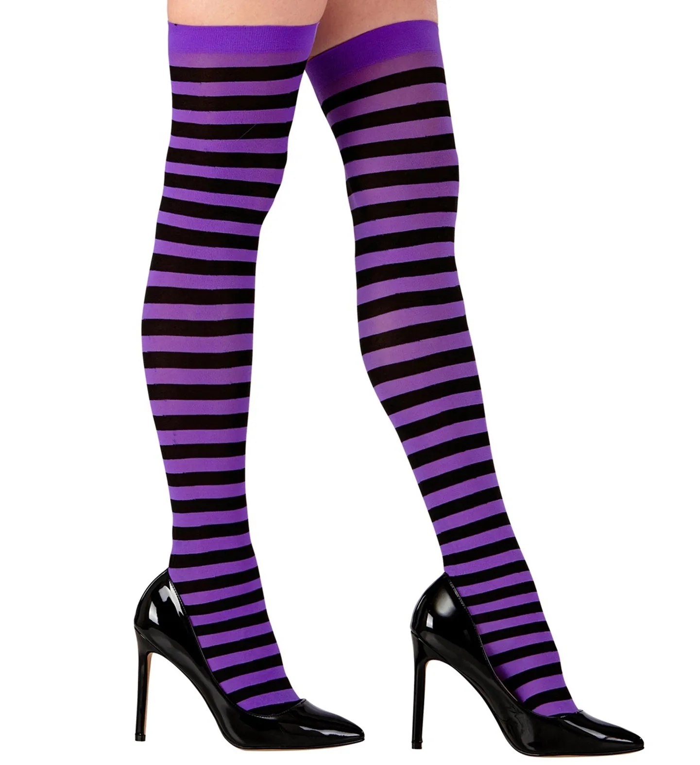 Purple and Black Striped Over the Knee Socks