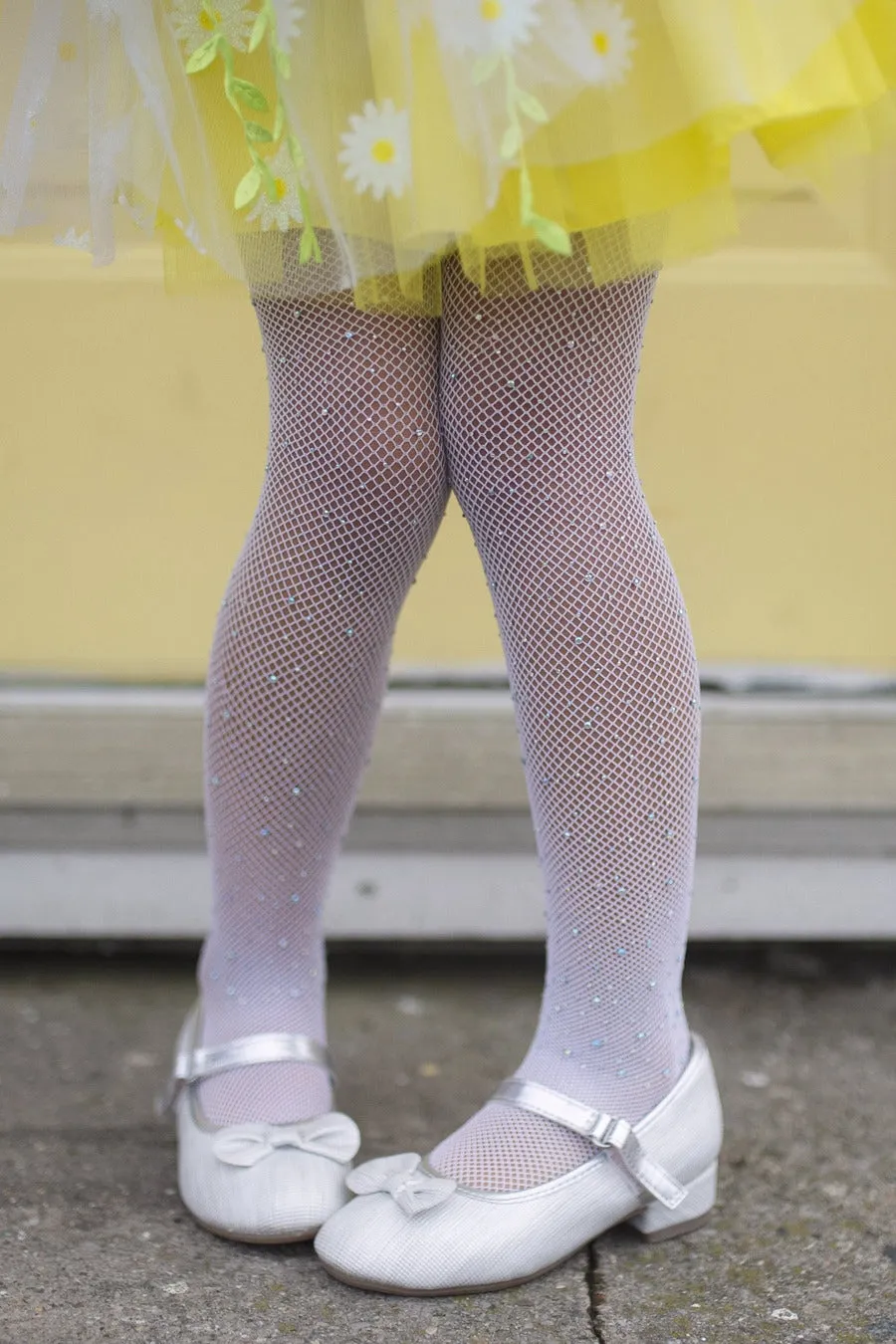 Rhinestone Tights, White