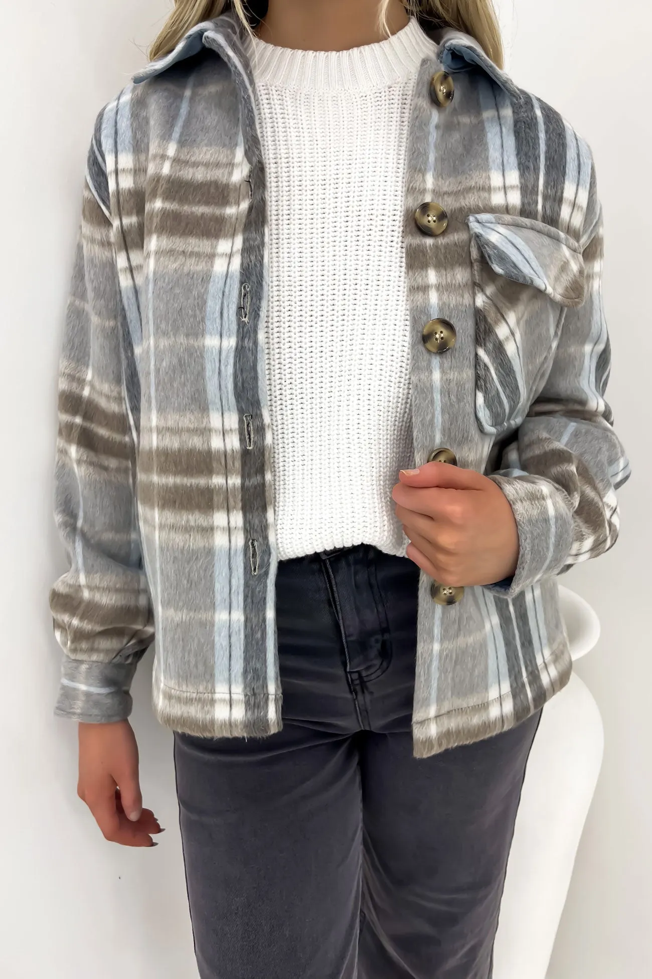 Rhodes Check Jacket Blue & Vintage White