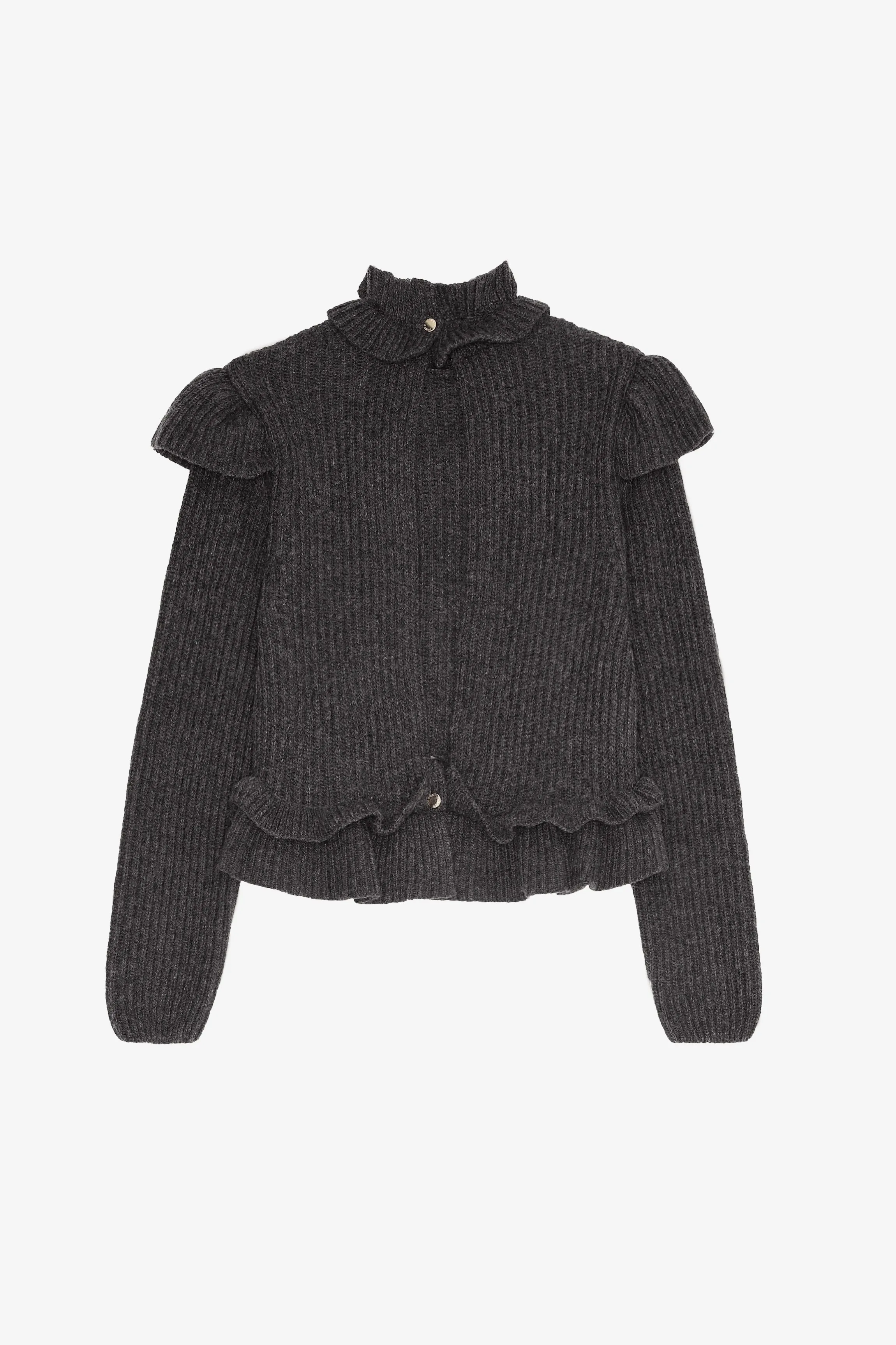 Rib Knit Frill Blouse