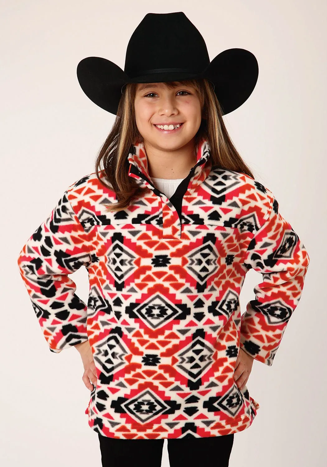 Roper Kids Girls Aztec Print Multi-Color Polyester Fleece Jacket