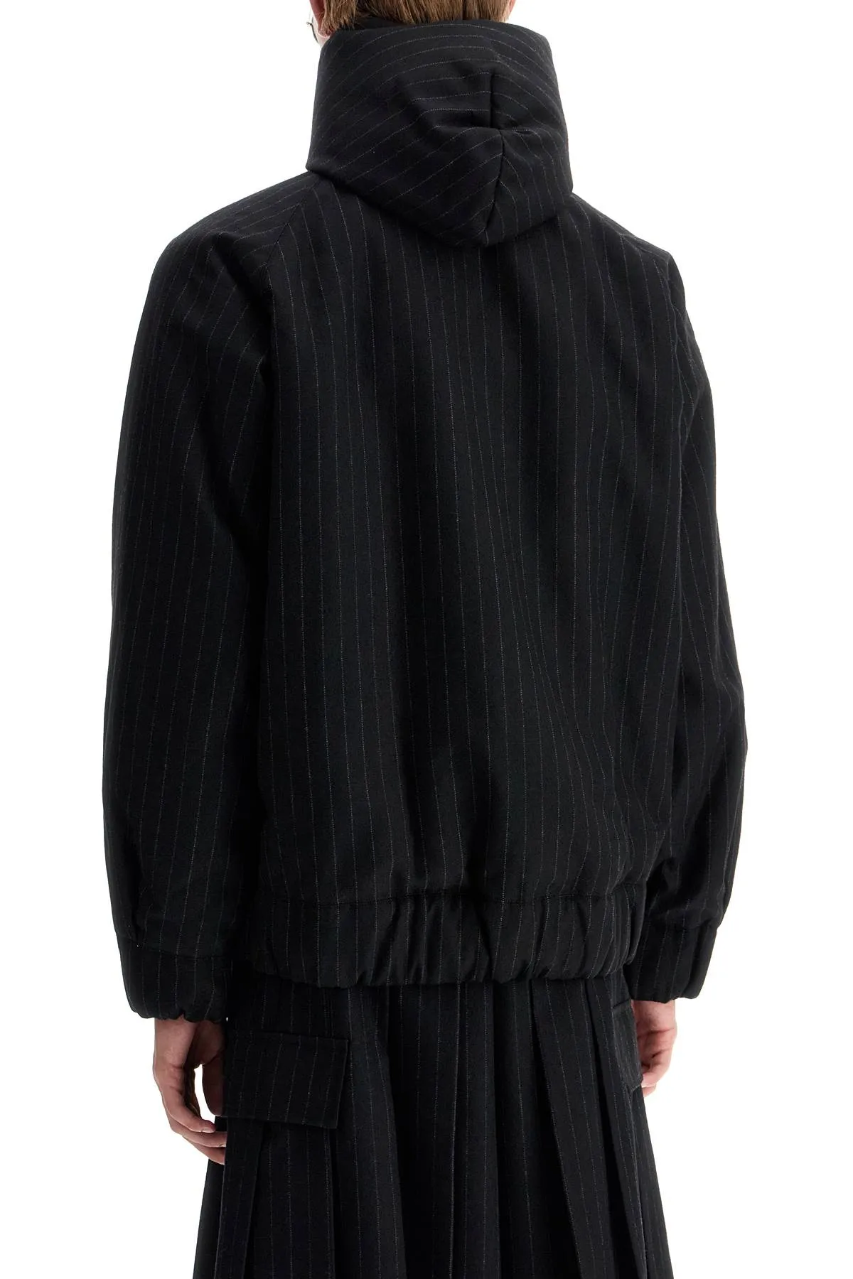 Sacai Hooded Wool Gessato Jacket