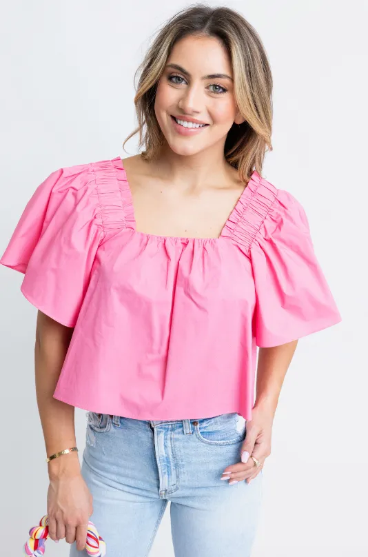 Sail Away Square Neck Top | PINK