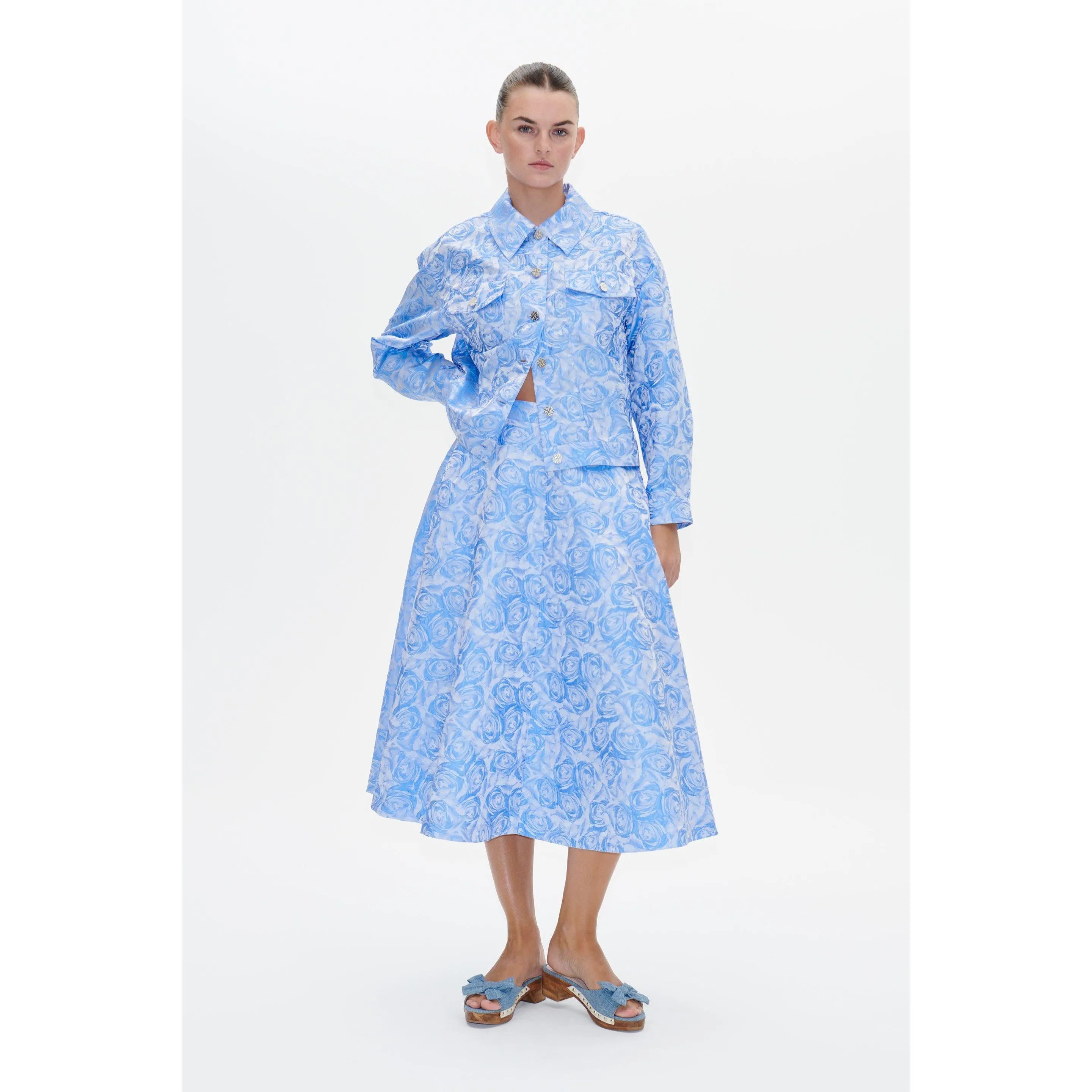 SAYA Rose Jacquared Skirt Blue