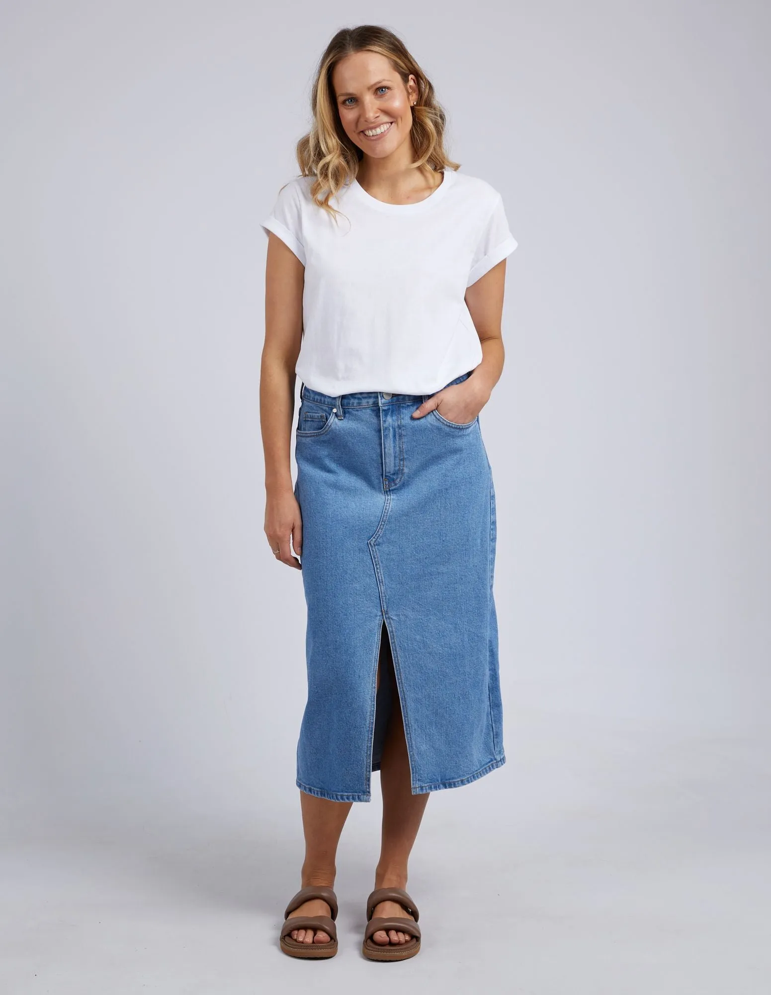 Scout Midi Skirt - Mid Blue Denim