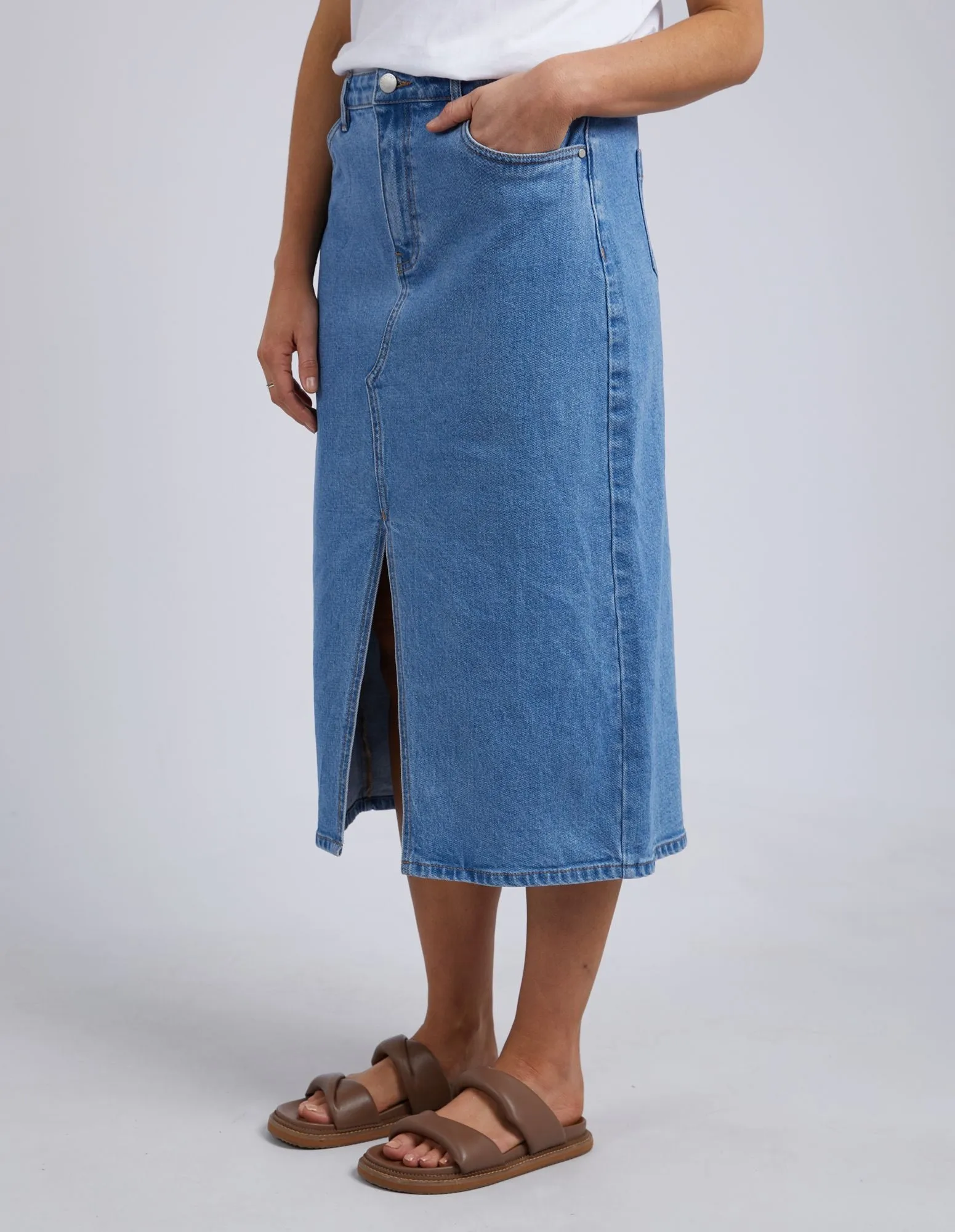 Scout Midi Skirt - Mid Blue Denim