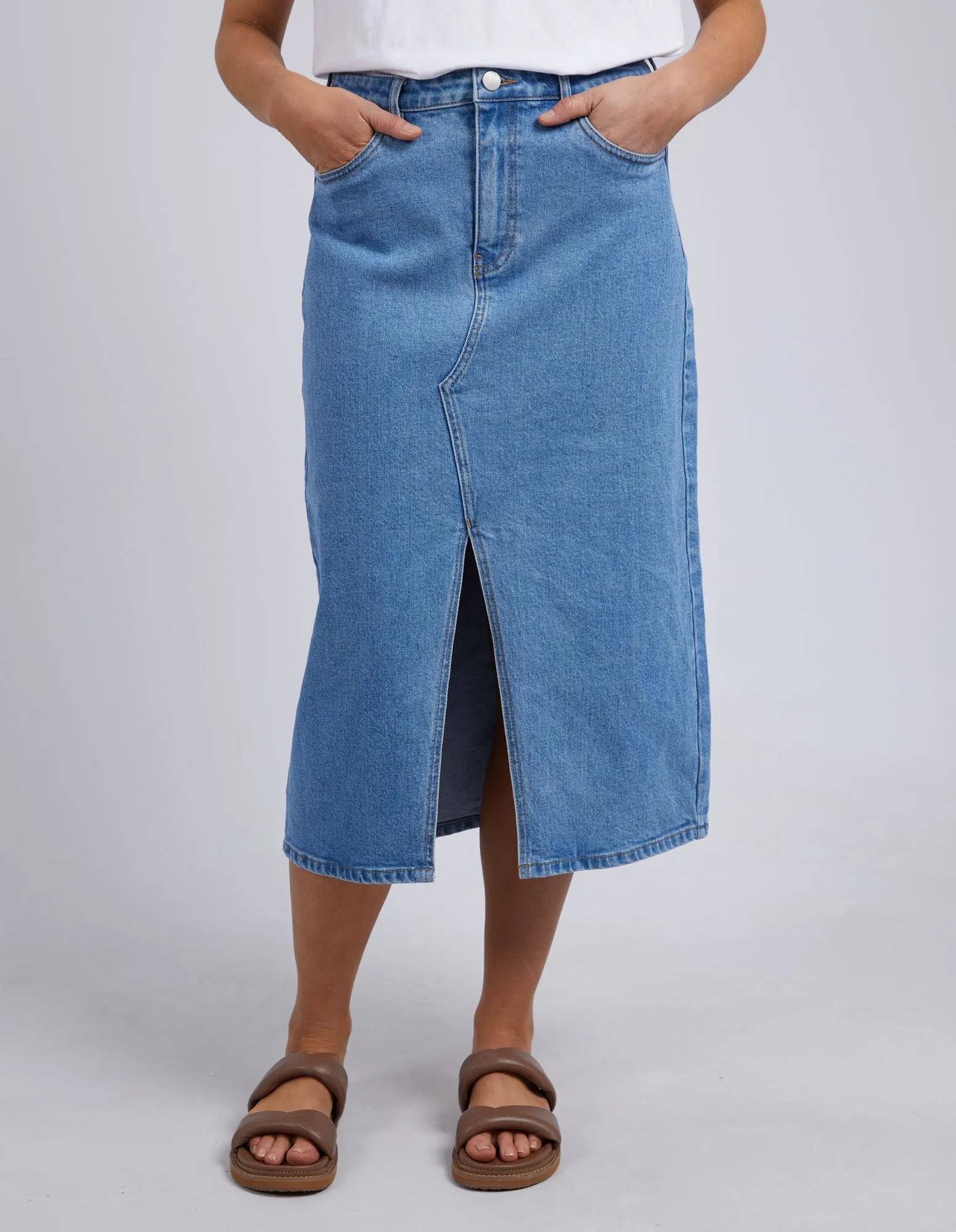 Scout Midi Skirt - Mid Blue Denim