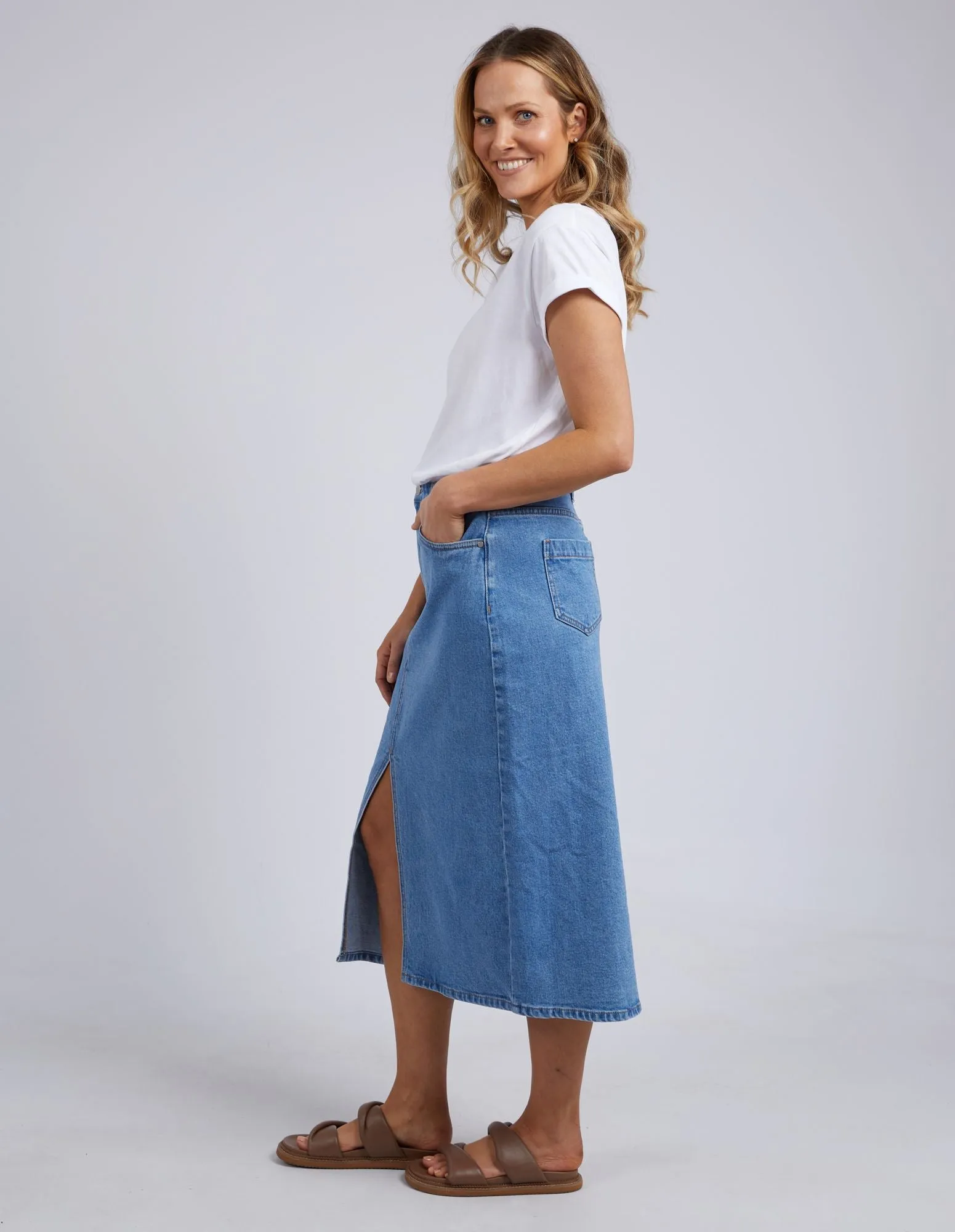 Scout Midi Skirt - Mid Blue Denim