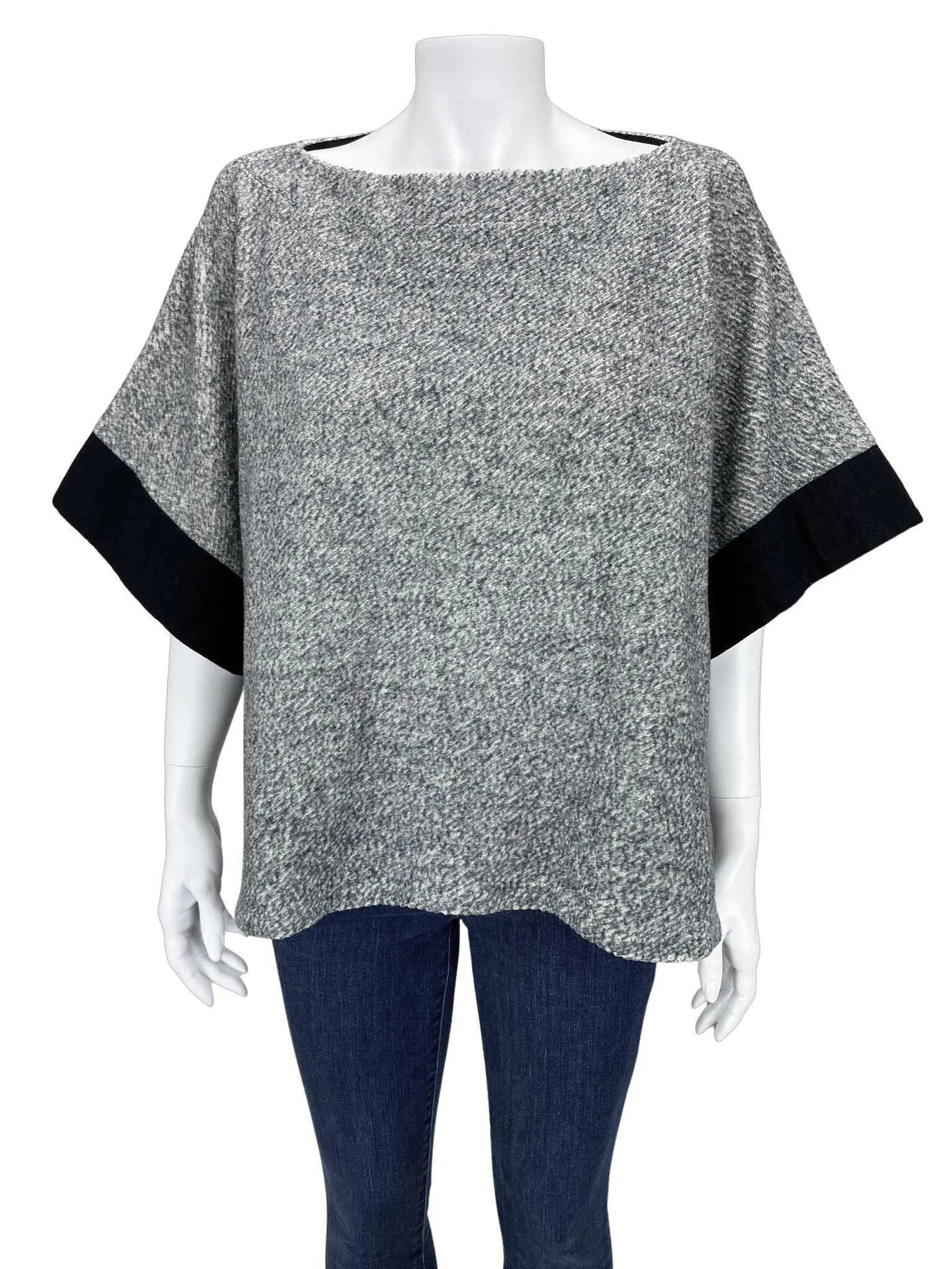 See By Chloe, Women's Knit Poncho Top, Grey Melange, Size 40 FR (8 US)