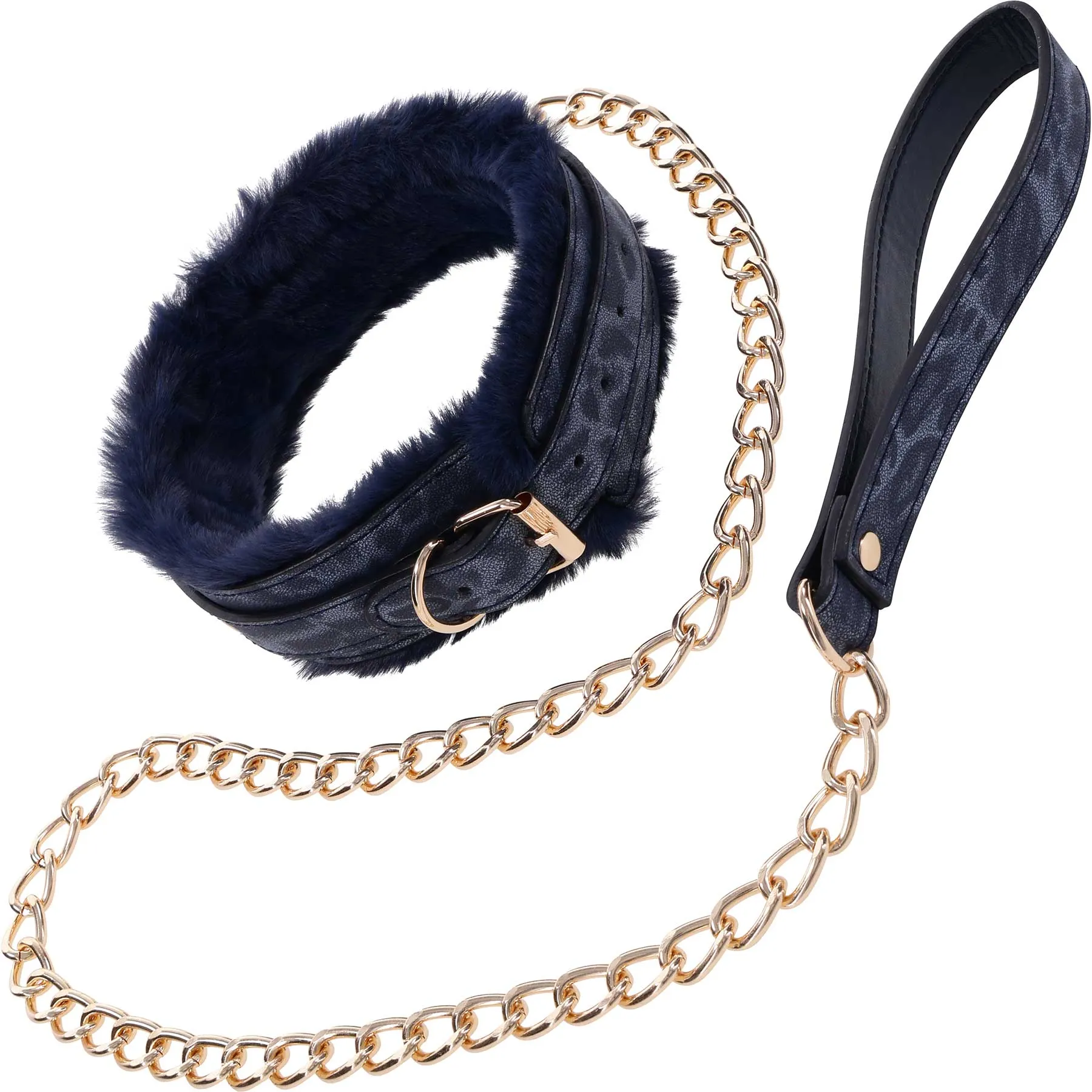 Sex & Mischief Cougar Fur Lined Collar & Leash By Sportsheets