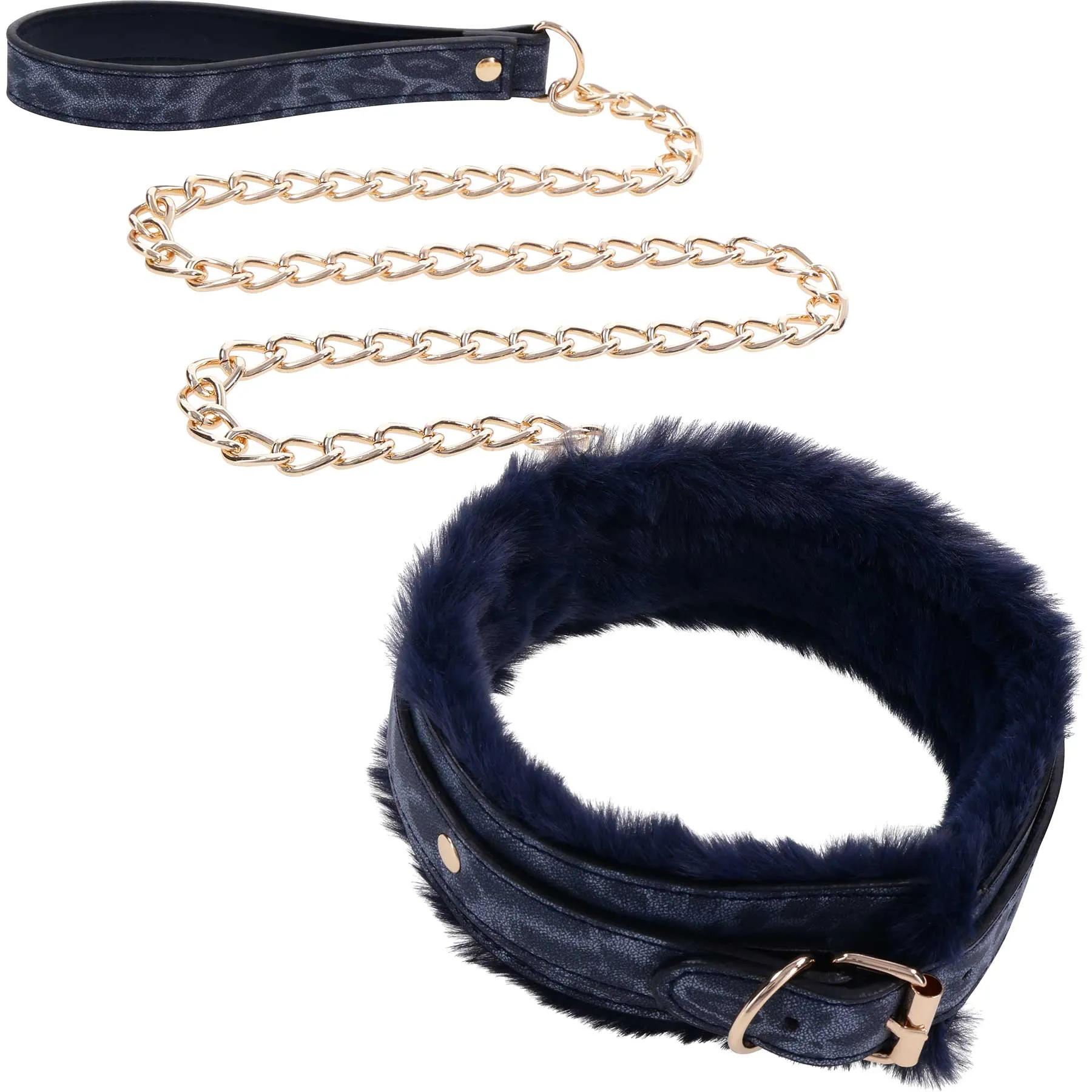 Sex & Mischief Cougar Fur Lined Collar & Leash By Sportsheets