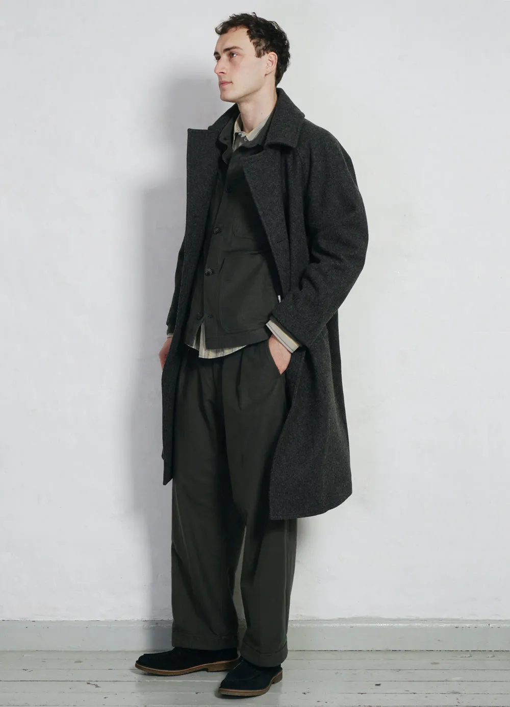 SIGURD | Long Lined Wool Coat | Grey Melange